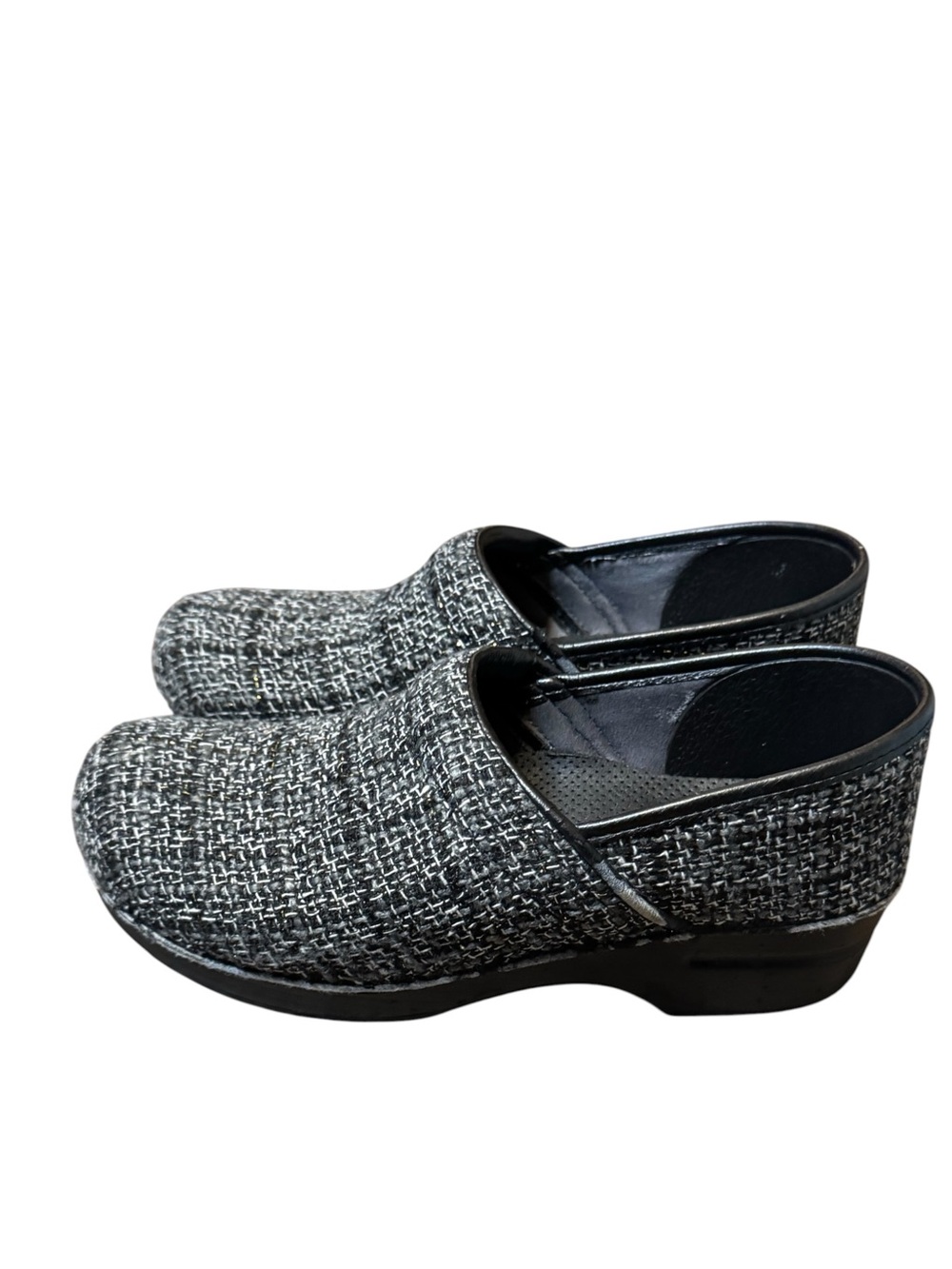 Dansko Vegan Pro Black & Gray Tweed Slip-On Clogs Size 40